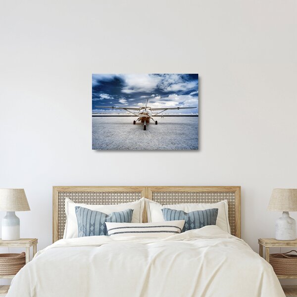 Tablou pe sticlă cu aeroplan cu motor (70x50 cm)