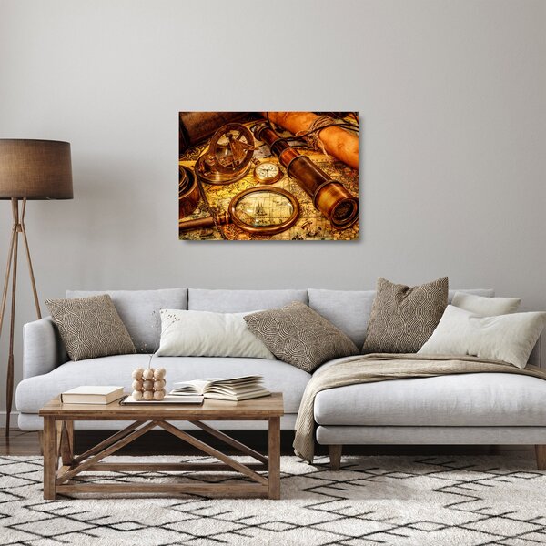 Tablou pe sticlă - uneltele itorice ale marinarior (70x50 cm)