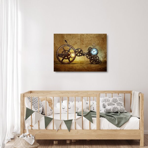 Tablou pe sticlă cu aparatele istorice ale ceasurilor (70x50 cm)