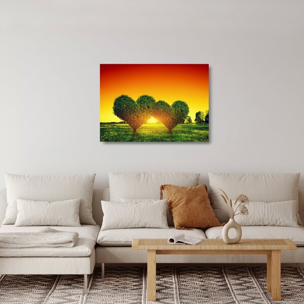 Tablou pe sticlă - Inima în coroanele copacilor (70x50 cm)