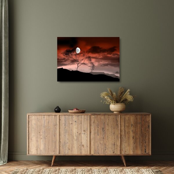 Tablou pe sticlă - Luna luminează noaptea (70x50 cm)