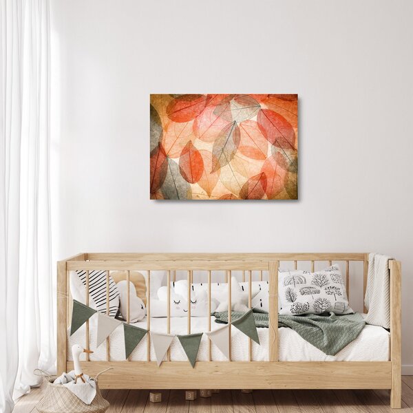 Tablou pe sticlă cu frunzele de toamnă pictate (70x50 cm)