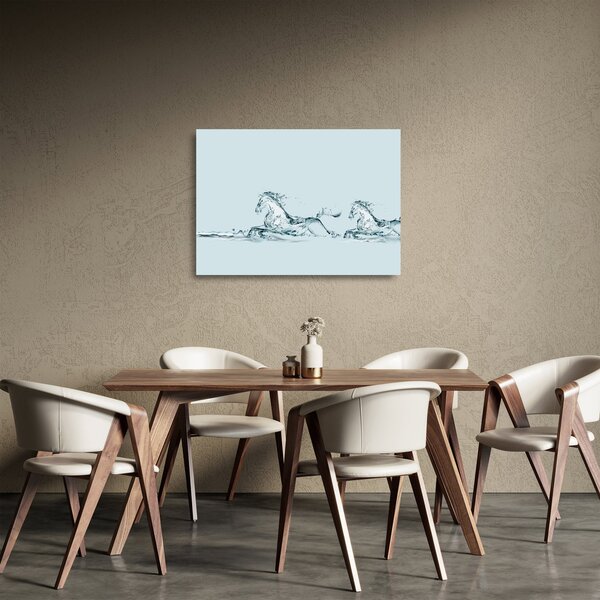 Tablou pe sticlă - Cai din picături de apă (70x50 cm)