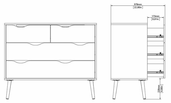 Tvilum Comoda cu 4 sertare Culoare alba OSLO 75395