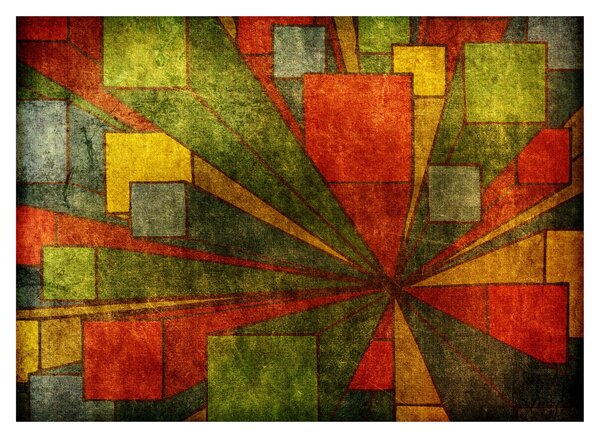 Tablou pe sticlă cu abstracție geometrică (70x50 cm)