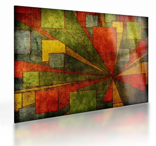 Tablou pe sticlă cu abstracție geometrică (70x50 cm)