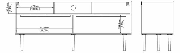 Comoda TV neagra cu decor de stejar Jackson Hickory, ELISEO