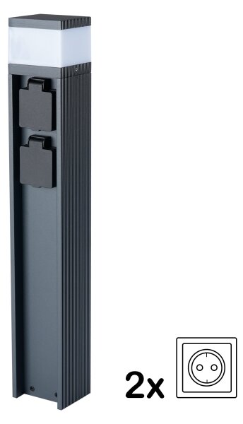 Brilagi - Lampă de exterior PILLAR cu 2 prize SCHUKO, 1x G9/11W/230V, IP44, antracit