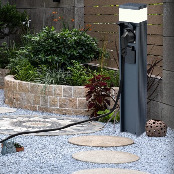 Brilagi - Lampă de exterior PILLAR cu 2 prize SCHUKO, 1x G9/11W/230V, IP44, antracit