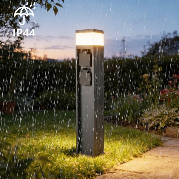 Brilagi - Lampă de exterior PILLAR cu 2 prize SCHUKO, 1x G9/11W/230V, IP44, antracit