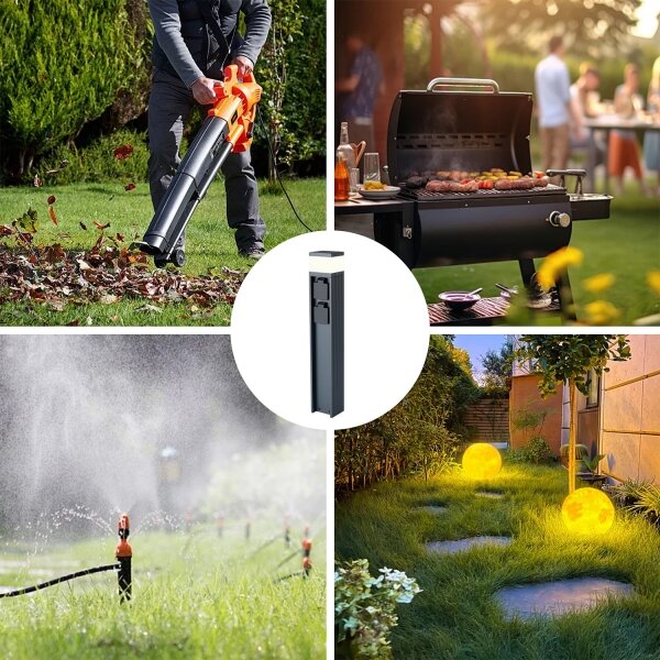 Brilagi - Lampă de exterior PILLAR cu 2 prize SCHUKO, 1x G9/11W/230V, IP44, antracit