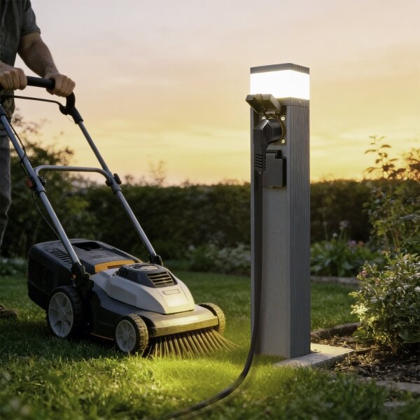 Brilagi - Lampă de exterior PILLAR cu 2 prize SCHUKO, 1x G9/11W/230V, IP44, antracit