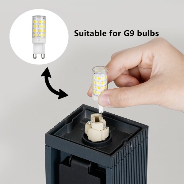 Brilagi - Lampă de exterior PILLAR cu 2 prize SCHUKO, 1x G9/11W/230V, IP44, antracit