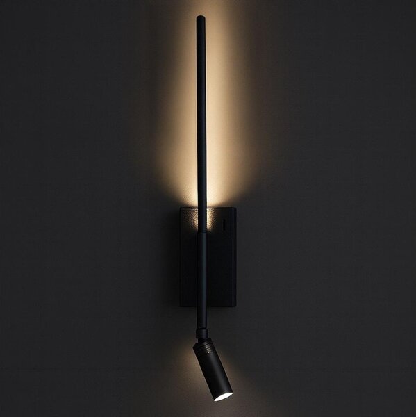 Aplică LED de perete TORCH, 6W/230V + 3W LED, negru