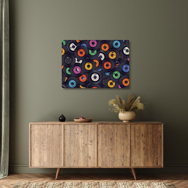 Tablou pe sticlă - plăci de gramofon (70x50 cm)