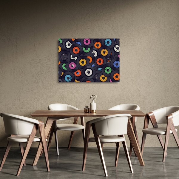 Tablou pe sticlă - plăci de gramofon (70x50 cm)