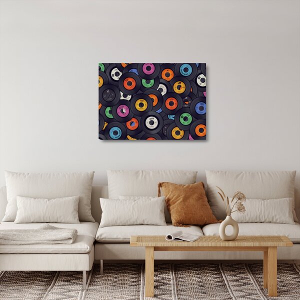 Tablou pe sticlă - plăci de gramofon (70x50 cm)