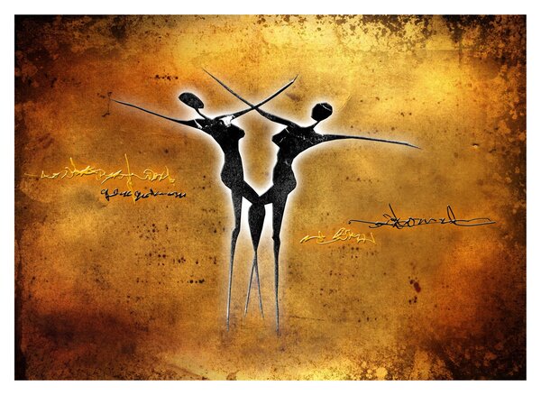 Tablou pe sticlă perechii dansând pictate (70x50 cm)