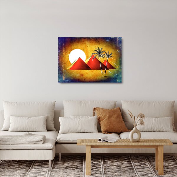 Tablou pe sticlă cu piramidele egiptene pictate (70x50 cm)