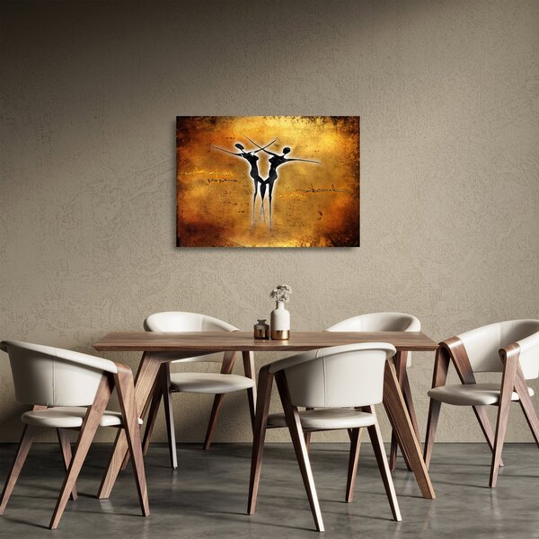 Tablou pe sticlă perechii dansând pictate (70x50 cm)