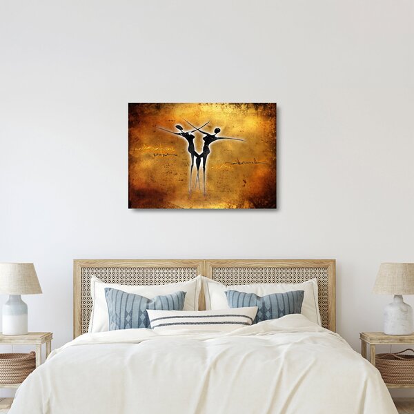 Tablou pe sticlă perechii dansând pictate (70x50 cm)