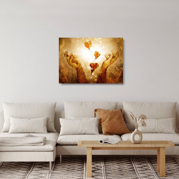 Tablou pe sticlă - pictura mâinilor pline de dragoste (70x50 cm)