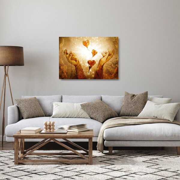 Tablou pe sticlă - pictura mâinilor pline de dragoste (70x50 cm)