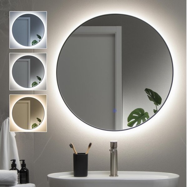 BRILAGI - Oglindă de baie VENA BLACK cu LED, 19W/230V, 60 cm, IP44, CRI 90, dimerizabilă + CCT