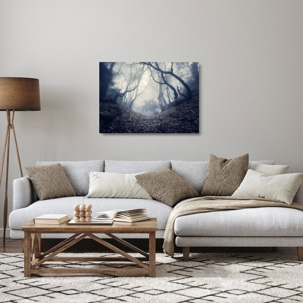 Tablou pe sticlă - Pădurea în ceață (70x50 cm)