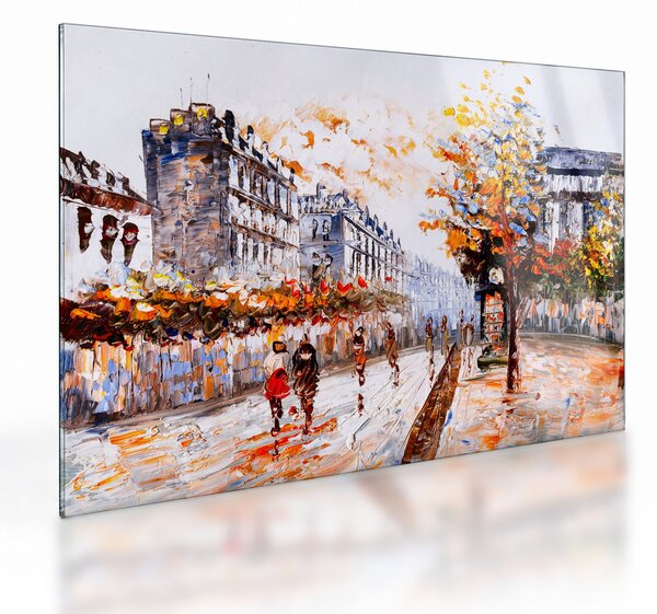 Tablou pe sticlă - Viața în oraș (70x50 cm)
