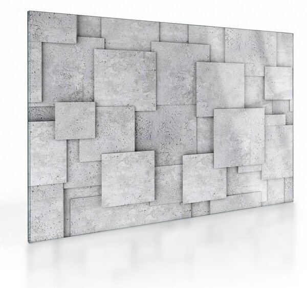 Tablou pe sticlă - Abstracție cu faianță de beton (70x50 cm)