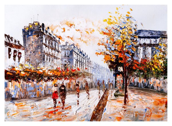 Tablou pe sticlă - Viața în oraș (70x50 cm)
