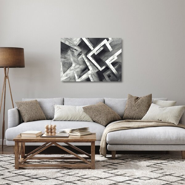 Tablou pe sticlă cu cuburi abstracte (70x50 cm)