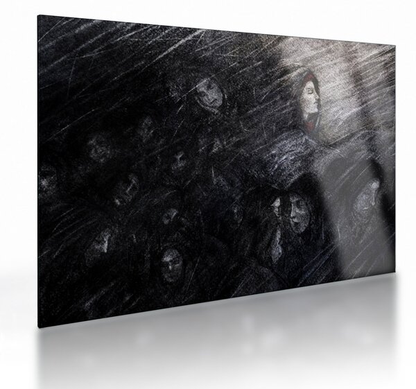 Tablou pe sticlă - Tristețe și renunțare (70x50 cm)