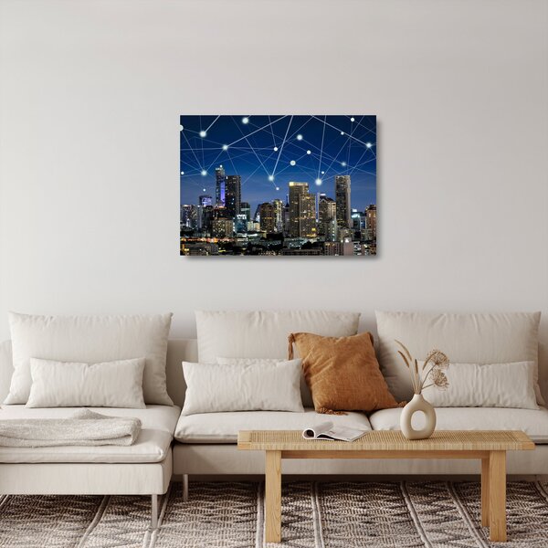 Tablou pe sticlă - Municipiul nocturn (70x50 cm)