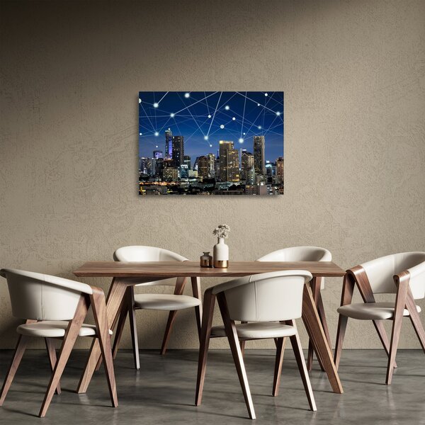 Tablou pe sticlă - Municipiul nocturn (70x50 cm)