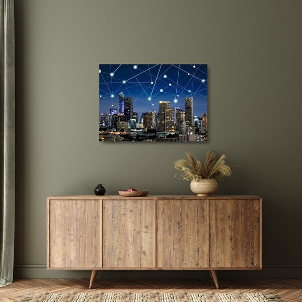 Tablou pe sticlă - Municipiul nocturn (70x50 cm)