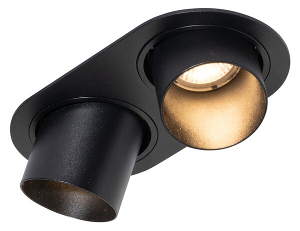 Set de 6 spoturi încastrate negre GU10 50mm cu 2 lumini - Installa