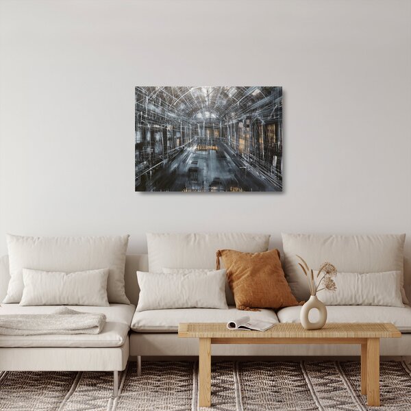 Tablou pe sticlă cu u interiorul clădirii vechi (70x50 cm)
