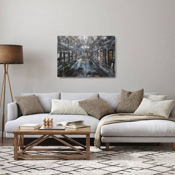 Tablou pe sticlă cu u interiorul clădirii vechi (70x50 cm)