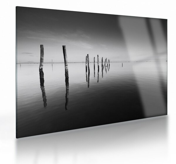 Tablou pe sticlă cu nivelul de lac alb negru (70x50 cm)