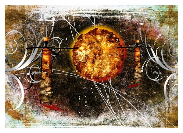 Tablou pe sticlă cu pictură epochală străveche (70x50 cm)