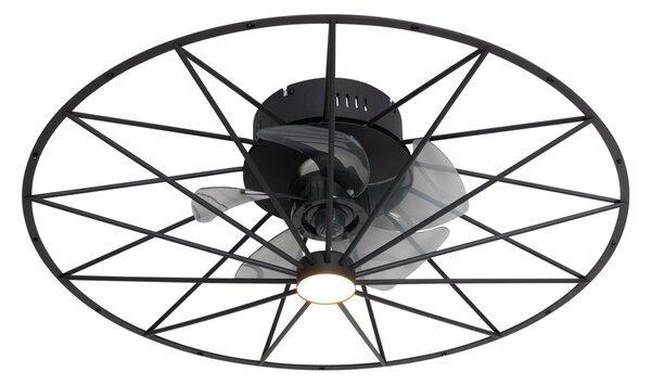 Ventilator de tavan negru 62cm incl. LED Dimmable cu telecomandă - Yaran