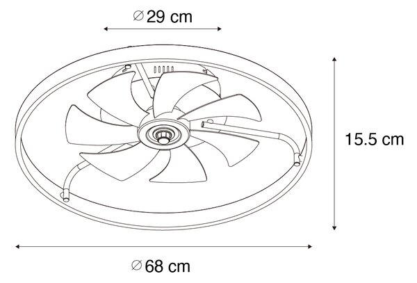Ventilator de tavan negru 70cm incl. LED Dimmable cu telecomandă - Maddy