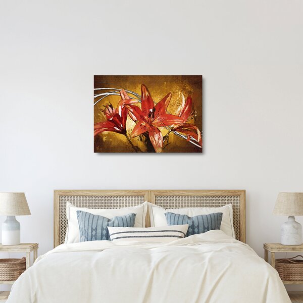 Tablou pe sticlă cu flori de crini (70x50 cm)