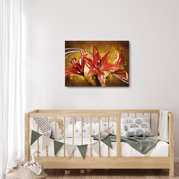 Tablou pe sticlă cu flori de crini (70x50 cm)