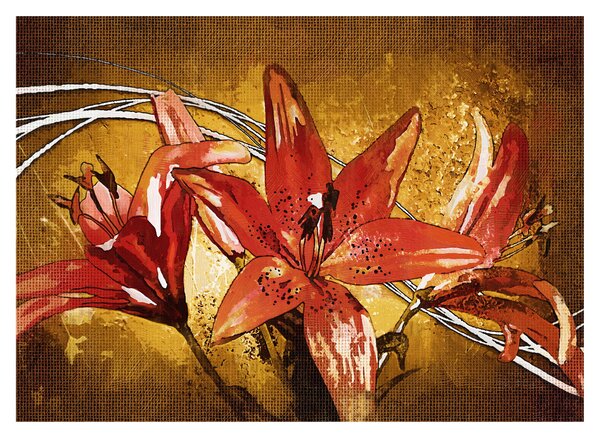 Tablou pe sticlă cu flori de crini (70x50 cm)