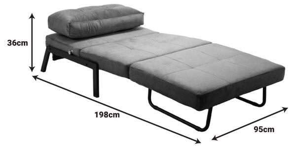 Fotoliu extensibil Fancy Pako World Gri 95x98x70 cm