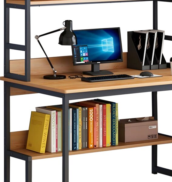 Birou cu biblioteca Damp Pako World Natural 100x60x154 cm