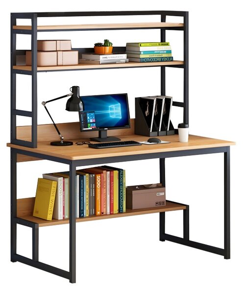 Birou cu biblioteca Damp Pako World Natural 100x60x154 cm